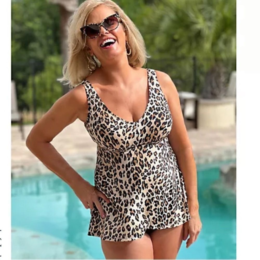 Kim Gravel Swimsuits For All Leopard Print Swimsuit Sz 16